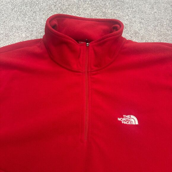The North Face TKA 100 1/4 Zip Fleece Jacket Mens XL Red Mock Neck Outdoor Hike - Picture 3 of 14
